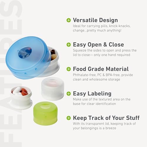 humangear GoTubb – Storage Containers for Snacks, Small Essentials and Travel Gear, Made from Food-Safe Materials, Clear/Green/Blue, Medium (3-pack)