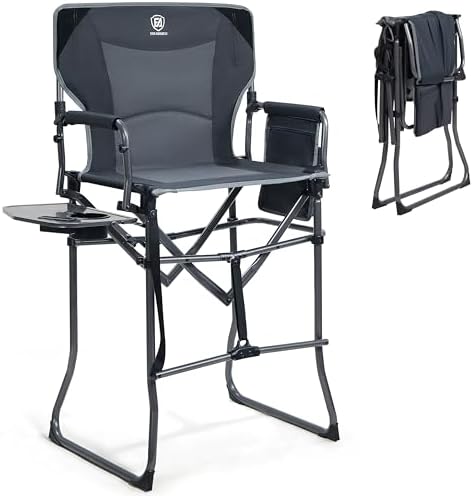 EVER ADVANCED Portable 30.7" Seat Height Tall Camping Directors Chair