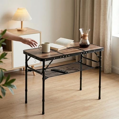 Folding Picnic Table 3ft Portable Camping Table Adjustable Heights