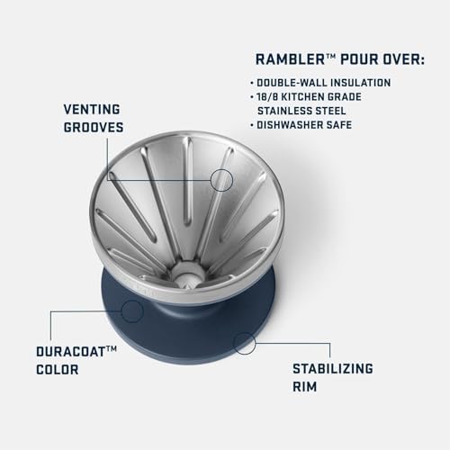 YETI Pour Over Coffee Maker Accessory Ramblers, Designed for Perfect Coffee Extraction Anywhere, Stainless Steel, fits any V60 Filter, Pampa Green