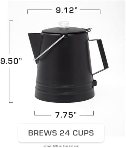 COLETTI Butte & Scoutmaster Coffee Percolator Camping — Percolator Coffee Pot, NO Aluminum or Plastic (Black, 24 Cup)