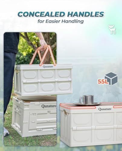Collapsible Camping Storage Bin 55L with Lid for Camping Home