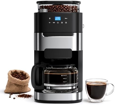 Electactic 10 Cup Coffee Maker with Grinder, Grind and Brew Coffee Machine