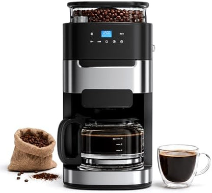 Electactic 10 Cup Coffee Maker with Grinder, Grind and Brew Coffee Machine