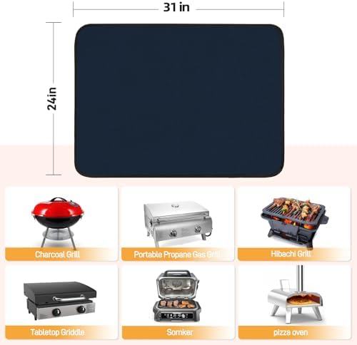 Heat Resistant Mats for Countertop fits Tabletop Grill, 31x24x0.04in, Blue