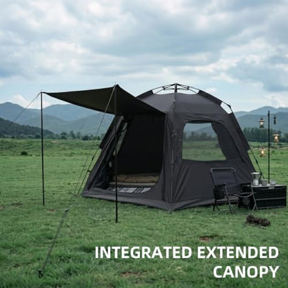 Hewolf 2/3/4 Person Camping Tent - Instant Pop Up Waterproof 2 Doors Tent with Easy Setup | 3-Season Hexagonal Dome Design for Family, Hiking & Traveling