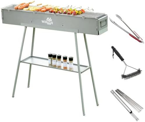 WILLBBQ Charcoal Grill, Portable BBQ Grill with Removable Stand Accessories