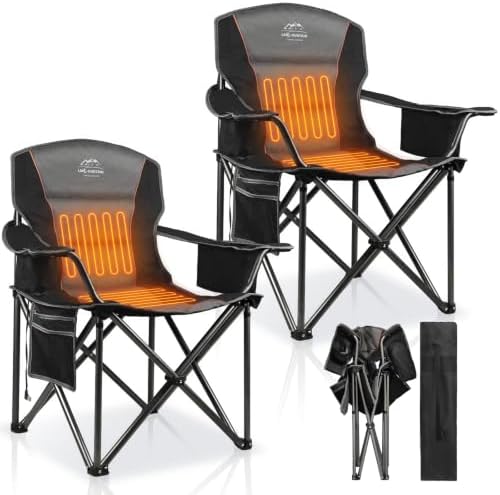 2 Pack Heated Oversized Camping Chairs (Battery NOT Included)