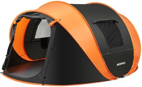 Pop Up Camping Tent, 2/4/6 Person Instant Tent Waterproof PU4500mm, Spacious Ventilated Camping Tent with Front Porch, Quick Setup Lightweight Portable for Outdoor Camping Hiking Beach