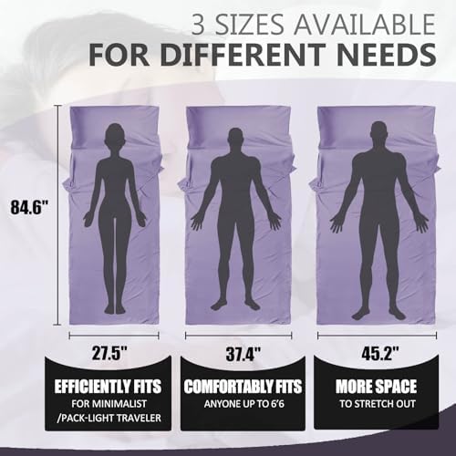 Frelaxy Ultralight Sleeping Bag Liner, Compact Travel Sheet, 3 Sizes
