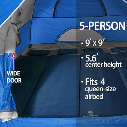 CAMEL CROWN Tents for Camping 2/3/4/5 Person Camping Dome Tent, Waterproof,Spacious, Lightweight Portable Backpacking Tent for Outdoor Camping/Hiking