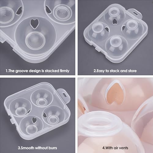 4 Girds E Holder Conggtainer, Plastic Egg Storage Box Shockproof Protection, Portable Egg Tray Carriage Dispenser for Refrigerator Camping Picnic Travel Kitchen Outdoor (Transparent 2 Pcs)