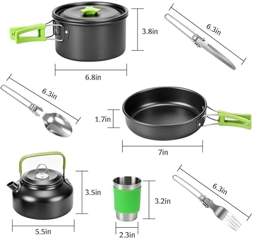 14pcs Camping Cookware Set Camping Pots and Pans Set with Cups Plates Forks Knives Spoons for Camping Outdoor Cooking and Picnic
