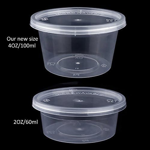 Augshy 40 Pack 4Oz Slime Containers with Lids, Jello Shot Cups Condiment Containers Plastic Portion Cups with Lids for Salad Dressing Food Storage Containers