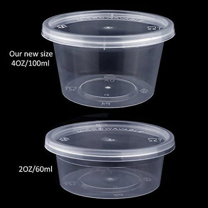 Augshy 40 Pack 4Oz Slime Containers with Lids, Jello Shot Cups Condiment Containers Plastic Portion Cups with Lids for Salad Dressing Food Storage Containers