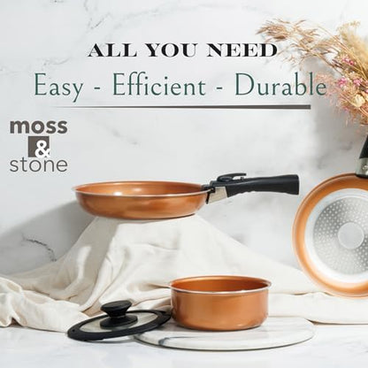 Moss & Stone 7-Piece Nonstick Pots and Pans Set, Removable Handle Cookware