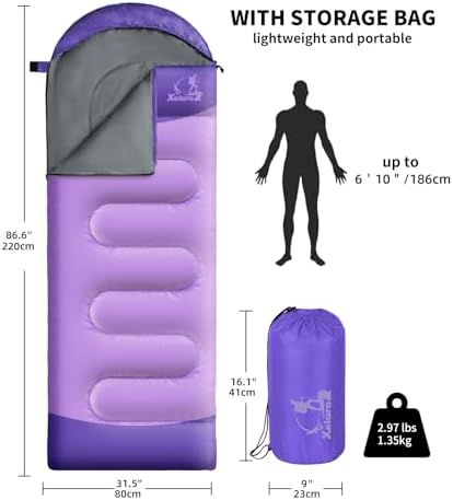 Sleeping Bags for Adults Kids - 3 Season Cold&Warm Weather Waterproof Camping Sleeping Bag - Lightweight Sleeping Bags for Camping Hiking Outdoor Travel