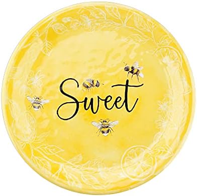UPware 12 Piece Sweet Bees Melamine Dinnerware Sets, Outdoor Dishes Set, Plates and Bowls Sets, Service for 4, Yellow
