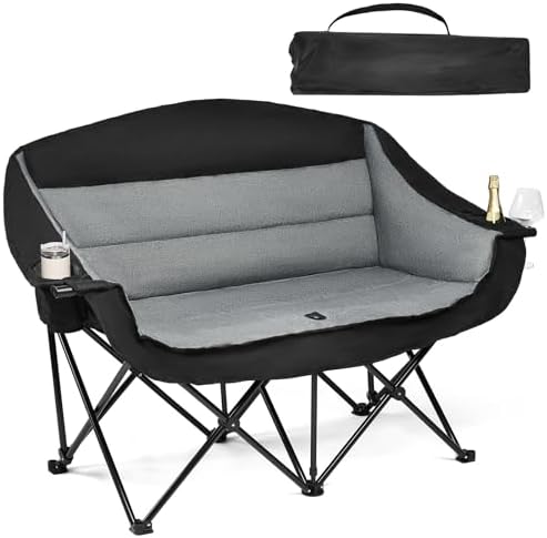 Double Camping Chair Loveseat -2 Person Oversized Padded Outdoor Camp Couch