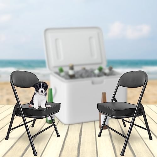 Mini Padded Folding Stool - 12.2 Inch Camping Black 2-Pack
