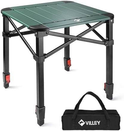 VILLEY Folding Camping Square Table, Portable Aluminum Table, Large
