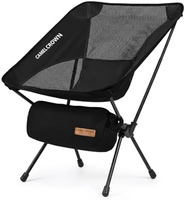 CAMEL CROWN Camping Chair Heavy Duty Backpacking Chair - Ultra-Light Folding Chair with Carry Bag, Portable Compact for Outdoor, Lawn, Hiking, Beach, Picnic