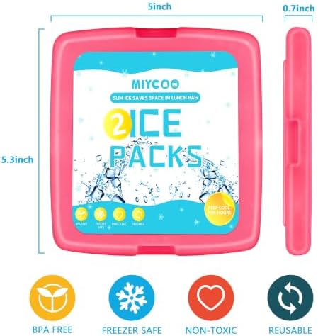 MIYCOO Ice Packs for Lunch Boxes & Coolers Long Lasting, Reusable