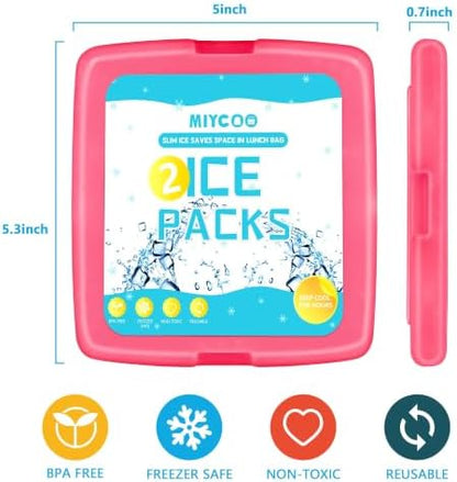 MIYCOO Ice Packs for Lunch Boxes & Coolers Long Lasting, Reusable