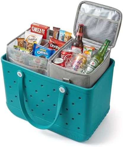 Insulated Cooler Organizer Insert Compatible with XL Bogg Bag,2-in-1 Dry-Wet Separate Tote Insert Leakproof Cooler&Mesh Storage Bag,Bogg Bag Accessories for Beach,Camping