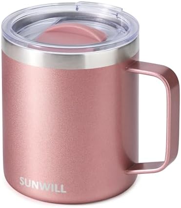 SUNWILL Travel Coffee Mug with Lid, 14 oz Insulated Stainless Steel