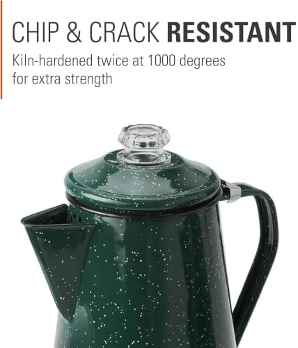 GSI Outdoors Percolator Coffee Pot | Enamelware Campfire Coffee Boiler Kettle for Outdoor Camping Cookware, Cabin, RV, Kitchen, Hunting & Backpacking