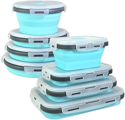 Guyuyii 8-Pack Silicone Collapsible Food Storage Containers with Lids