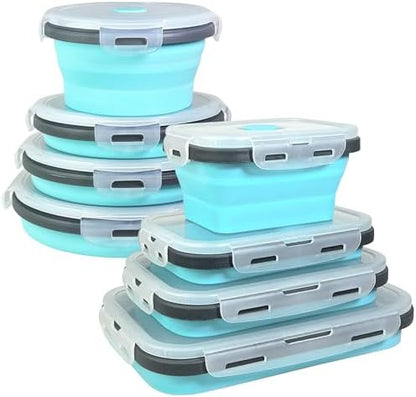 Guyuyii 8-Pack Silicone Collapsible Food Storage Containers with Lids