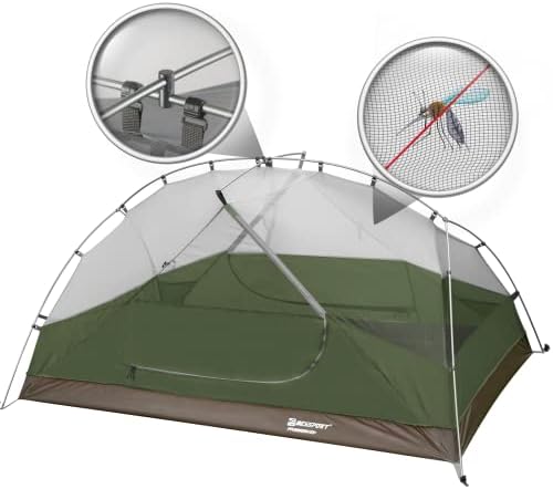 Bessport Camping Tent for 2-3 Person, Lightweight Backpacking Tent Waterproof Windproof Two Doors Easy Setup Double Layer Outdoor Tents for 3 to 4 Seasons, Suitable for Outdoor,Hiking,Camping