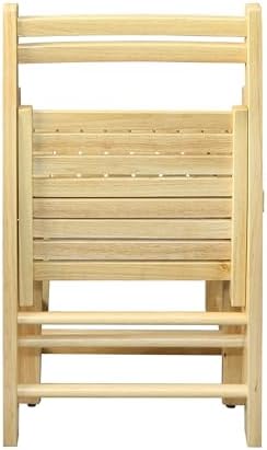 Casual Home Wooden Folding Chairs 2-Pcs Set - Natural