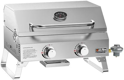 ONLYFIRE GRILLS Tabletop Gas Grill 2 Burners, Portable BBQ Grill, GS322