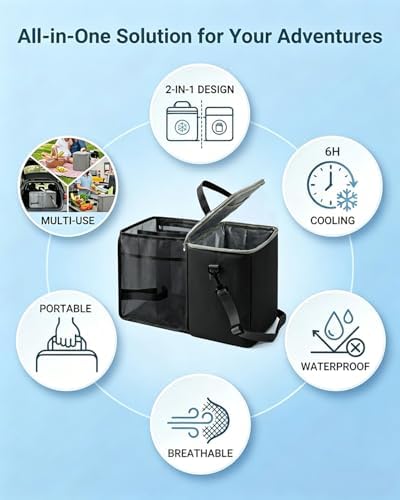 Insulated Cooler Organizer Insert Compatible with XL Bogg Bag,2-in-1 Dry-Wet Separate Tote Insert Leakproof Cooler&Mesh Storage Bag,Bogg Bag Accessories for Beach,Camping