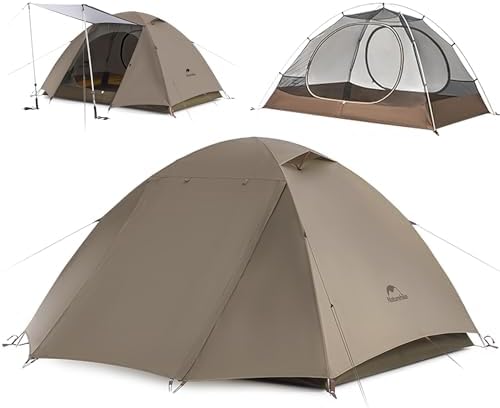 Naturehike Cloud River Tent [2025 Upgrade] - 2-3 Person Lightweight Backpacking Tent, Black Coating for Sun Protection, Windproof & Rainproof, Easy Setup for Camping Hiking Travel, Double Layer Tent