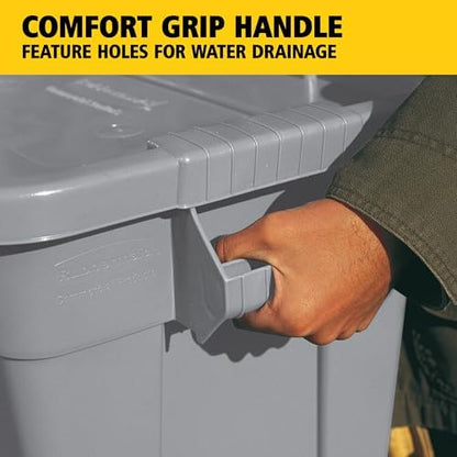 Rubbermaid Commercial Products BRUTE Tote Storage Container with Lid, 14-Gallon-included, Rugged/Reusable Boxes for Moving/Storing in Garage/Basement/Attic/Jobsite/Truck/Camping, Gray