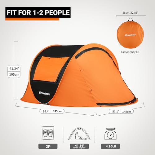 EchoSmile Instant Pop Up Camping Tent, 2/4/6 Person Easy Setup Tent