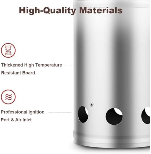 BEAU JARDIN Charcoal Chimney Starter Large Capacity BBQ Grill Lighter Barbecue Fire Starter Grilling for Charcoal Grill Briquette Coal Fire Starter Chimney for Grills Outdoor Cooking Can Accessories