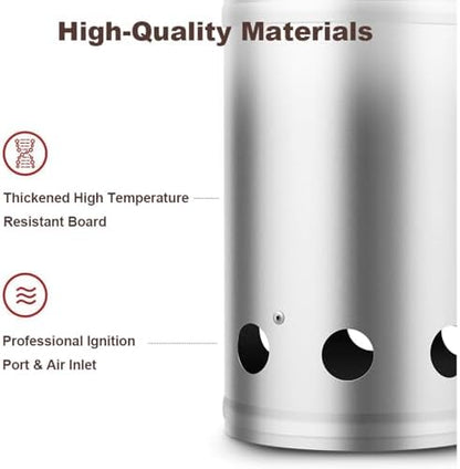 BEAU JARDIN Charcoal Chimney Starter Large Capacity BBQ Grill Lighter Barbecue Fire Starter Grilling for Charcoal Grill Briquette Coal Fire Starter Chimney for Grills Outdoor Cooking Can Accessories