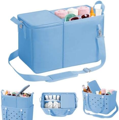 Cooler Organizer Insert Compatible with Bogg Bag XL, Leak-Proof Ice Chest Beach Bag with Removable Divider, Zippered Pouch, Portable Travel Organizer for Beach, Picnic, Camping, Pool