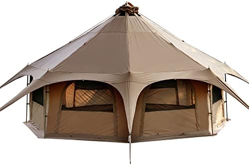 MC TOMOUNT Canvas Bell Tent with Stove Jack, 16.4ft*High9.2ft Glamping Tent