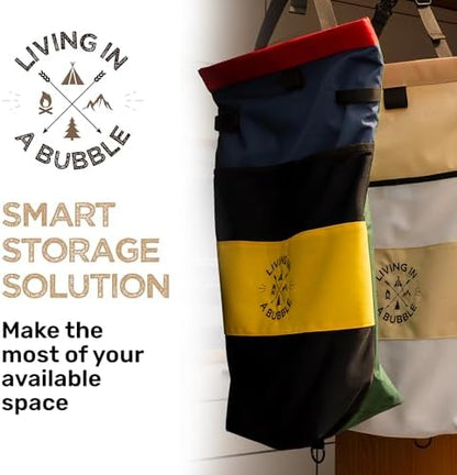 Living in a Bubble Wet Dry Laundry Bag – Portable Waterproof Laundry Hamper for RV, Campervan & Travel – Foldable Clothes Organizer with Separate Wet & Dry Compartments