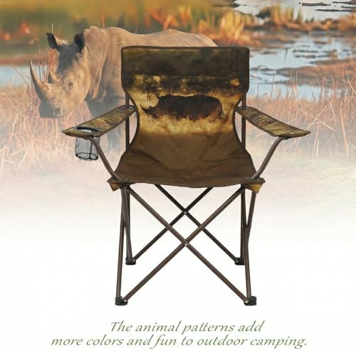 Camping Chairs 2 Pack with Animal Print,Folding Lawn Chair with Cup Holder & Carry Bag for Outdoor,Sports,Beach,Fishing,Sports