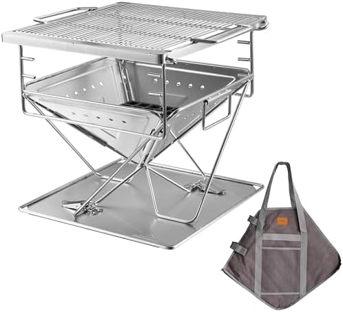 CAMPINGMOON Medium Portable Fire Pit Grill Wood Burning MT-035