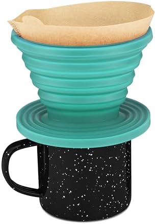 COLETTI Sierra Camping Pour Over Coffee Dripper — Collapsible Pour Over Coffee Dripper — Includes Pack of Paper Filters [Teal, Pack of 1]