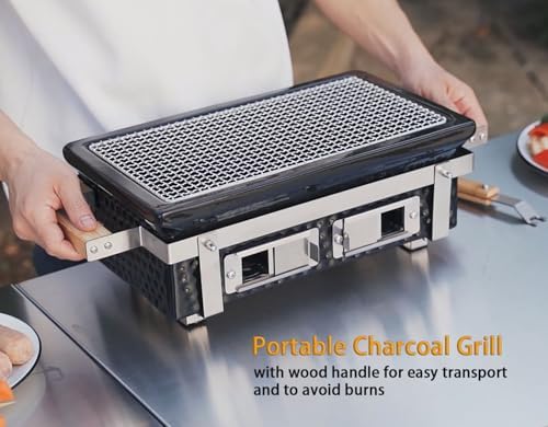 ONLYFIRE GRILLS Charcoal BBQ Hibachi Grill with Grid Lifter, GS306