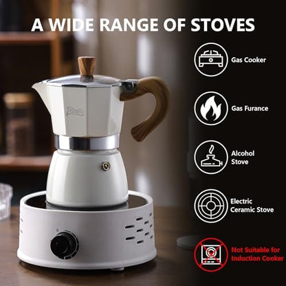 Espresso Maker Stovetop,Camping Moka Pot 2 Cup/120ML,Stove Top Espresso Italian Coffee Maker,Easy to Use (Blue)